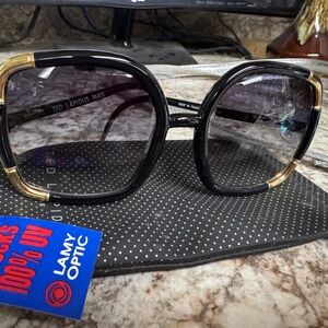 Ted Lapidus Black and Gold Sunglasses